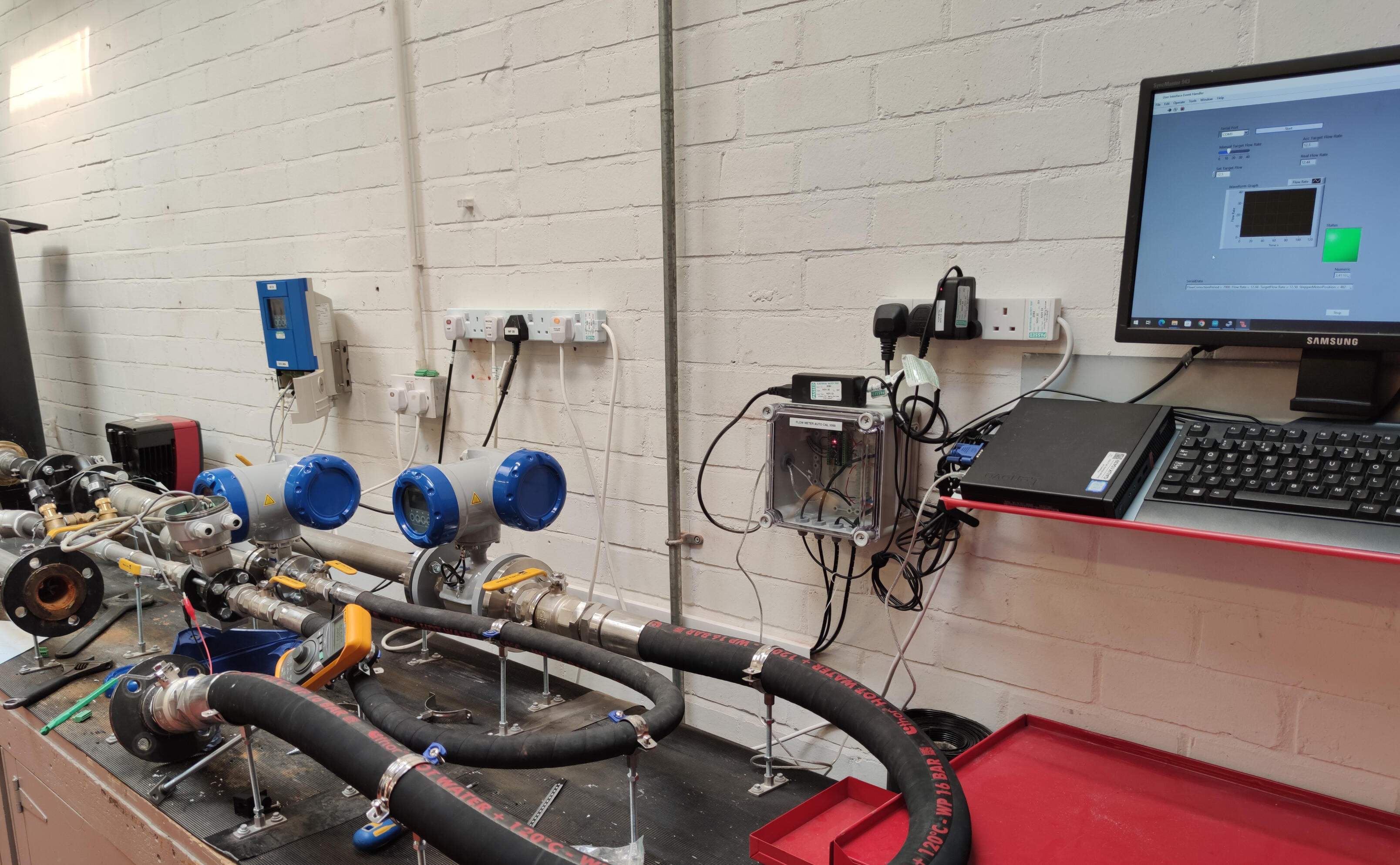 Automated Flow Meter Calibration Rig - This test tool automated the calibration of key test equipment, saving the customer around 10 work hours per flow meter which was equivalent to around £10,000 per year.
